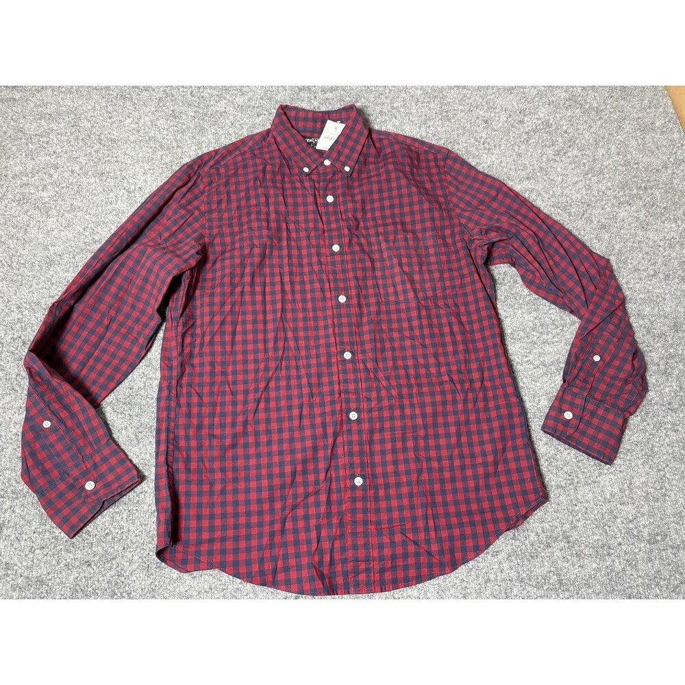 J.CREW Mercantile Shirt Mens M Red Check Long Sleeve Stretch Button-Down Casual